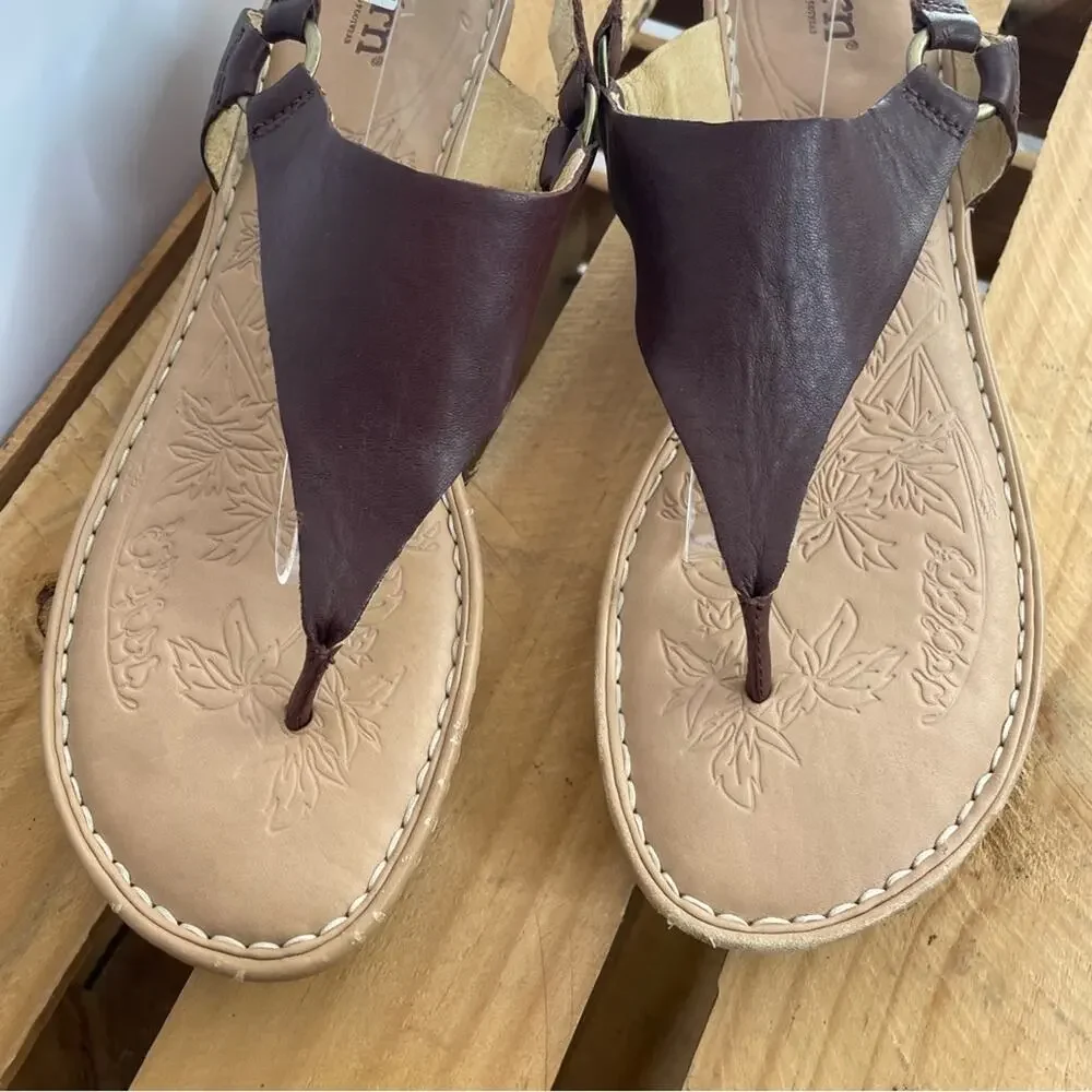 Born Galley Cliffside brown leather sling back wedge heels size 11